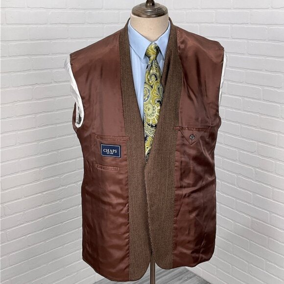 Chaps Blazer Men 46R Brown Red Houndstooth Lambswool Classic Career Jacket - Picture 6 of 15